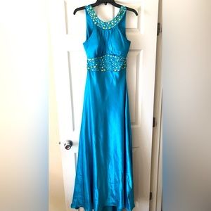 DEB Prom Dress - Size: 7/8 - Satin Turquoise